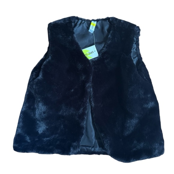 Epic Threads Black Faux Fur Vest Girls Size XS 5-6 NWT - Picture 1 of 6